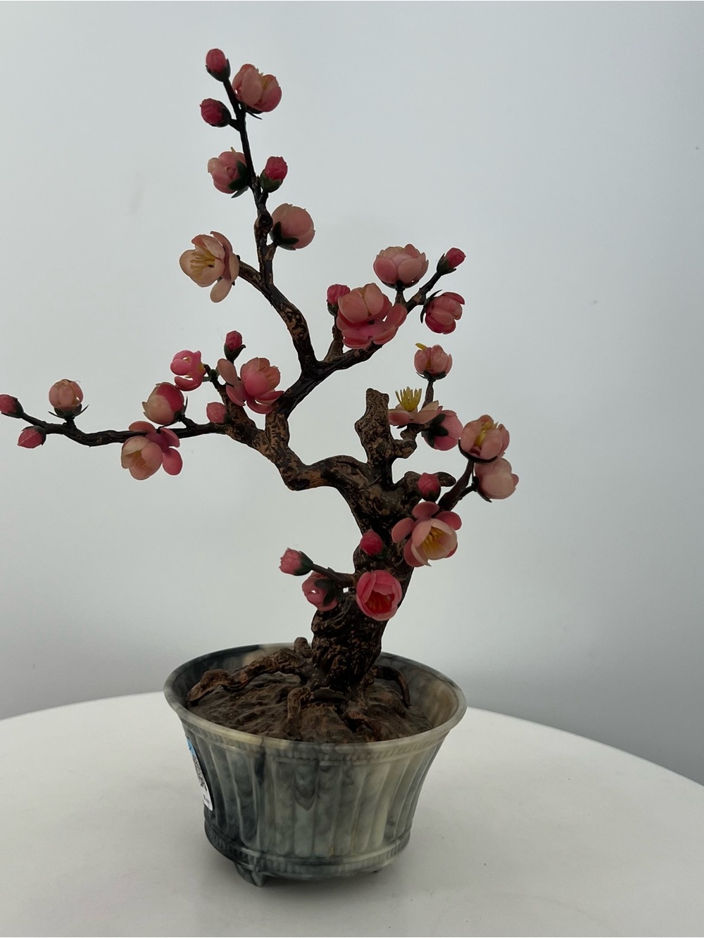 Faux Cherry Blossom Bonsai Tree Resin Sakura Zen Decor 9.5”